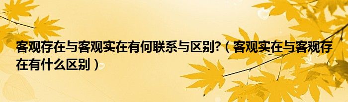 客观存在与客观实在有何联系与区别?（客观实在与客观存在有什么区别）