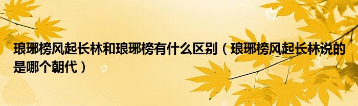 琅琊榜风起长林和琅琊榜有什么区别（琅琊榜风起长林说的是哪个朝代）