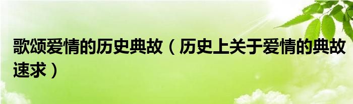 歌颂爱情的历史典故（历史上关于爱情的典故速求）