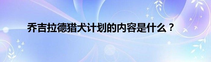 乔吉拉德猎犬计划的内容是什么？