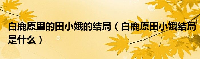 白鹿原里的田小娥的结局（白鹿原田小娥结局是什么）