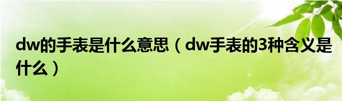 dw的手表是什么意思（dw手表的3种含义是什么）