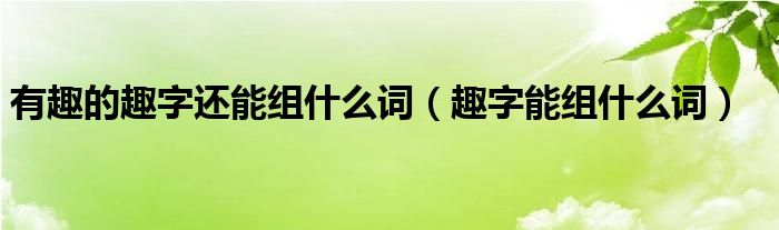 有趣的趣字还能组什么词（趣字能组什么词）