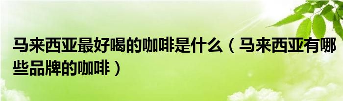 马来西亚最好喝的咖啡是什么（马来西亚有哪些品牌的咖啡）