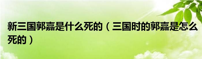 新三国郭嘉是什么死的（三国时的郭嘉是怎么死的）