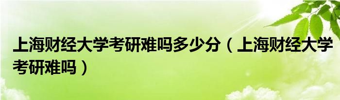 上海财经大学考研难吗多少分（上海财经大学考研难吗）