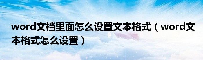 word文档里面怎么设置文本格式（word文本格式怎么设置）