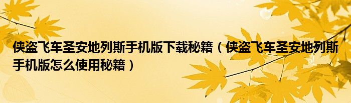 侠盗飞车圣安地列斯手机版下载秘籍（侠盗飞车圣安地列斯手机版怎么使用秘籍）