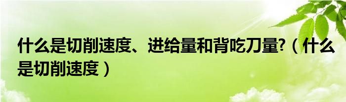 什么是切削速度、进给量和背吃刀量?（什么是切削速度）