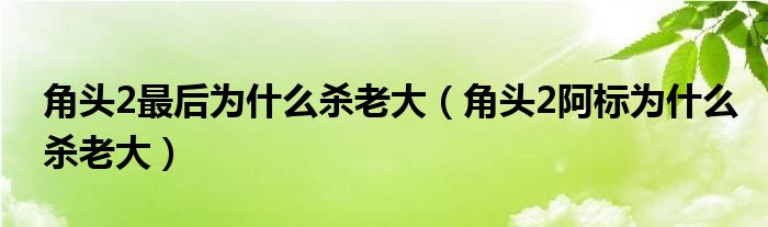 角头2最后为什么杀老大（角头2阿标为什么杀老大）