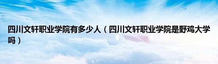 四川文轩职业学院有多少人（四川文轩职业学院是野鸡大学吗）