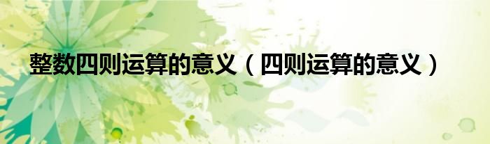 整数四则运算的意义（四则运算的意义）