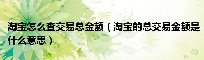 淘宝怎么查交易总金额（淘宝的总交易金额是什么意思）