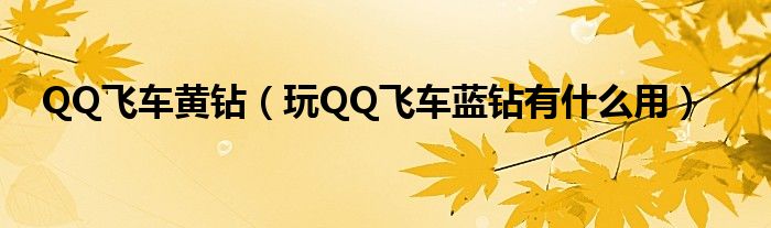 QQ飞车黄钻（玩QQ飞车蓝钻有什么用）