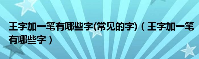 王字加一笔有哪些字(常见的字)（王字加一笔有哪些字）