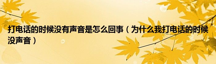 打电话的时候没有声音是怎么回事（为什么我打电话的时候没声音）