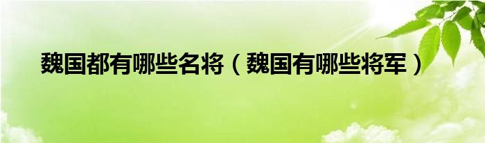 魏国都有哪些名将（魏国有哪些将军）