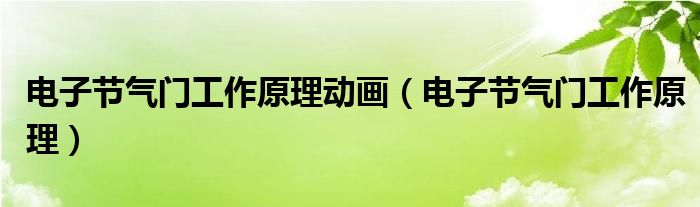 电子节气门工作原理动画（电子节气门工作原理）