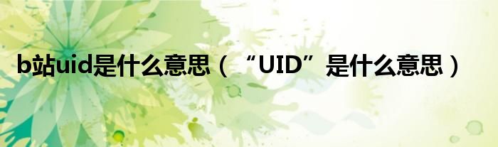 b站uid是什么意思（“UID”是什么意思）