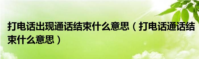 打电话出现通话结束什么意思（打电话通话结束什么意思）