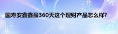 国寿安鑫鑫盈360天这个理财产品怎么样?