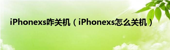 iPhonexs咋关机（iPhonexs怎么关机）