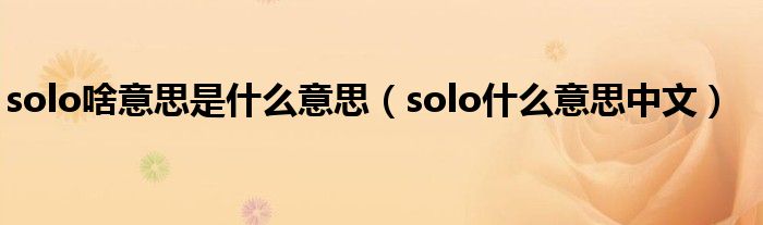 solo啥意思是什么意思（solo什么意思中文）