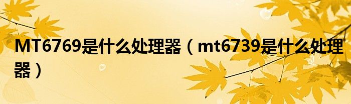 MT6769是什么处理器（mt6739是什么处理器）