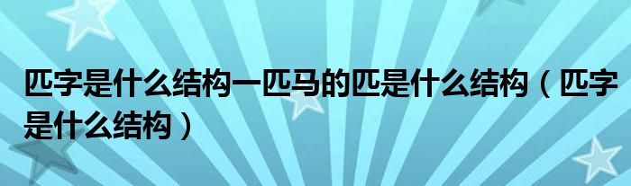 匹字是什么结构一匹马的匹是什么结构（匹字是什么结构）