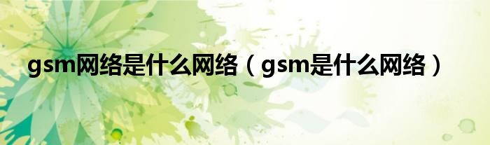 gsm网络是什么网络（gsm是什么网络）