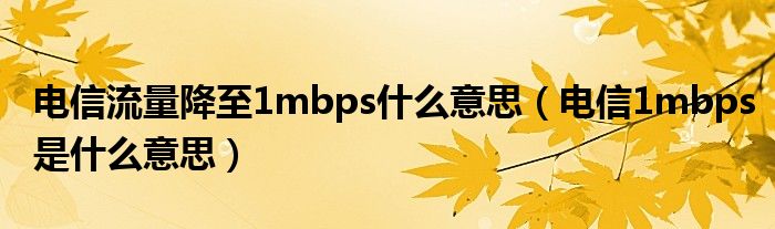 电信流量降至1mbps什么意思（电信1mbps是什么意思）