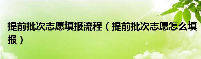 提前批次志愿填报流程（提前批次志愿怎么填报）