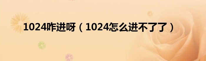 1024咋进呀（1024怎么进不了了）