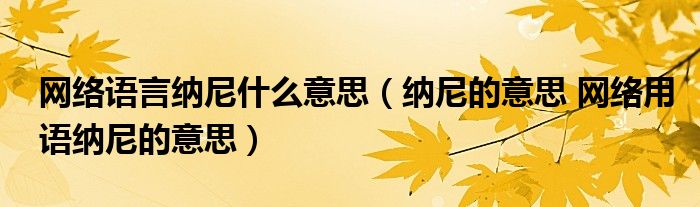 网络语言纳尼什么意思（纳尼的意思 网络用语纳尼的意思）