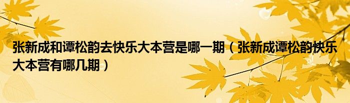 张新成和谭松韵去快乐大本营是哪一期（张新成谭松韵快乐大本营有哪几期）