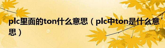 plc里面的ton什么意思（plc中ton是什么意思）