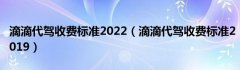 滴滴代驾收费标准2022（滴滴代驾收费标准2019）