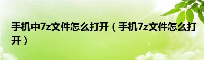 手机中7z文件怎么打开（手机7z文件怎么打开）