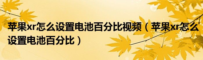 苹果xr怎么设置电池百分比视频（苹果xr怎么设置电池百分比）