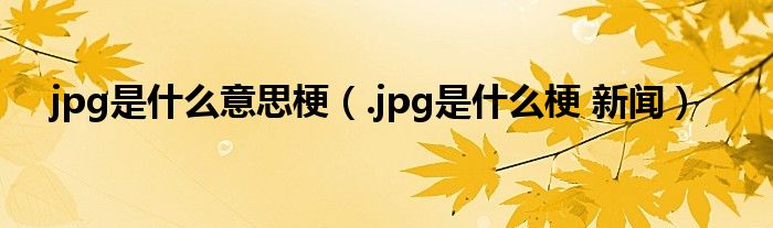 jpg是什么意思梗（.jpg是什么梗 新闻）