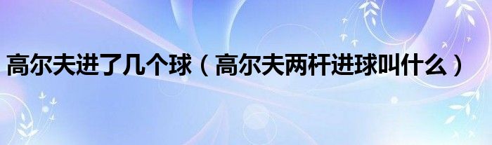 高尔夫进了几个球（高尔夫两杆进球叫什么）