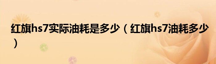 红旗hs7实际油耗是多少（红旗hs7油耗多少）