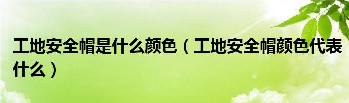 工地安全帽是什么颜色（工地安全帽颜色代表什么）