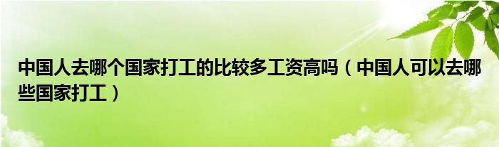 中国人去哪个国家打工的比较多工资高吗（中国人可以去哪些国家打工）