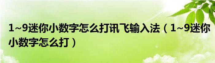 1~9迷你小数字怎么打讯飞输入法（1~9迷你小数字怎么打）