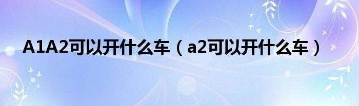 A1A2可以开什么车（a2可以开什么车）