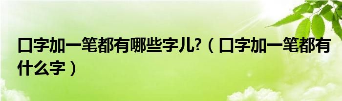 口字加一笔都有哪些字儿?（口字加一笔都有什么字）