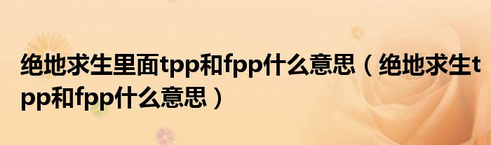 绝地求生里面tpp和fpp什么意思（绝地求生tpp和fpp什么意思）