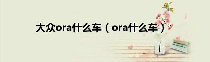 大众ora什么车（ora什么车）