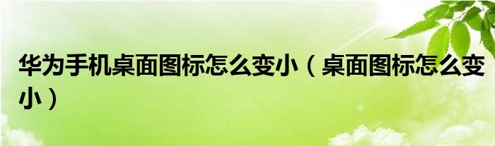 华为手机桌面图标怎么变小（桌面图标怎么变小）